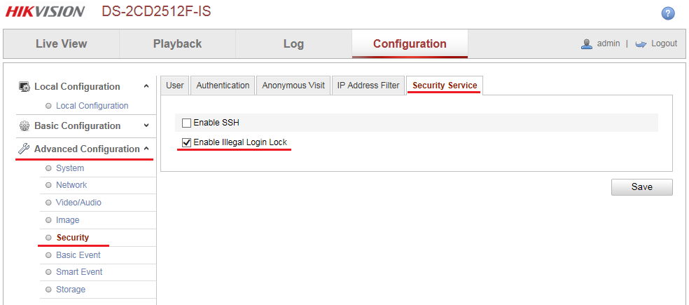 DS-2CD2512F-IS (Enable Illegal Login Lock)